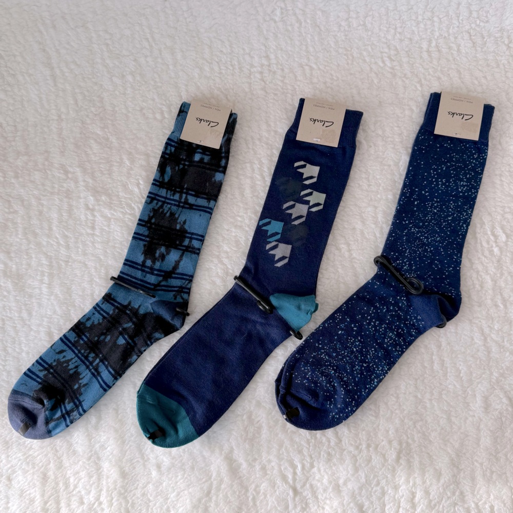Clarks Men's Dress Socks, 3 Pairs, Blue, One Size